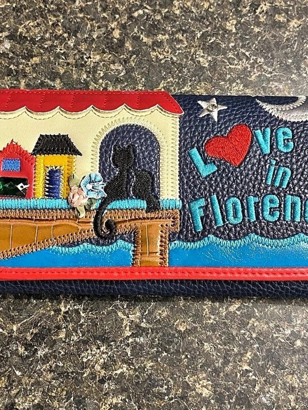 Tottyblu Braccialini Style "Love in Florence" Embroidered Wallet - Rare